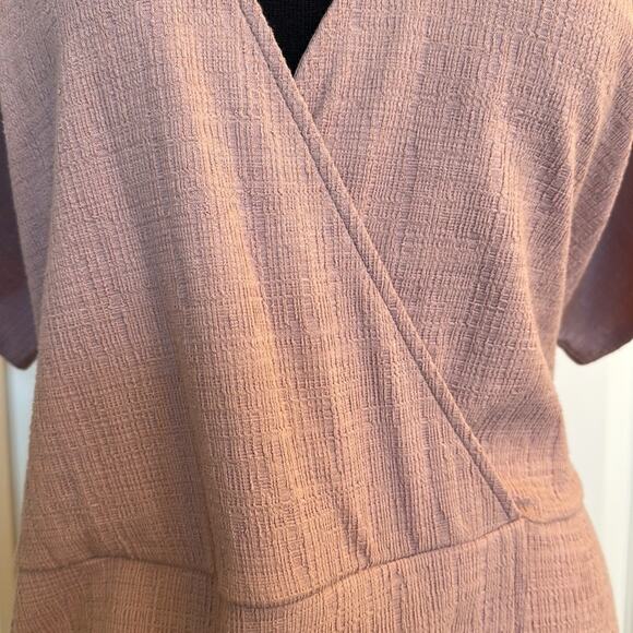 Madewell Texture Thread Wrap Dress Faded Mauve Stretch Sz 2X Casual Office M9235 - Picture 6 of 12